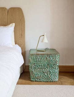Casa Ceramic Side Table - Moss - handmade - glazed - textured - sculptural