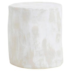 Table d'appoint en céramique - Blanc clair - Fabriquée à la main - Émaillée - Table de chevet - Sculpturale