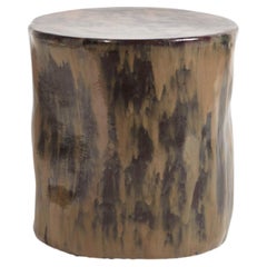 Table d'appoint en céramique - Sable humide - Fabriquée à la main - Émaillée - Table de chevet - Sculpturale