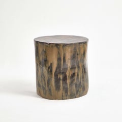 Table d'appoint en céramique - Sable humide - Fabriquée à la main - Émaillée - Table de chevet - Sculpturale