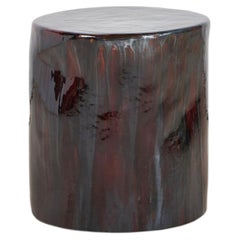 Tavolino in ceramica - Colore caramello bruciato - Fatto a mano - smaltato - comodino - scultoreo