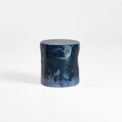 Ceramic Side Table - Navy BW - Handmade - glazed - nightstand - sculptural