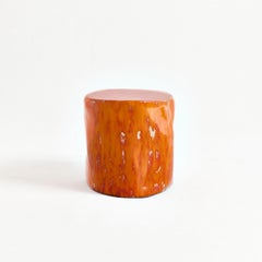 Ceramic Side Table - Orange - Handmade - glazed - nightstand - sculptural
