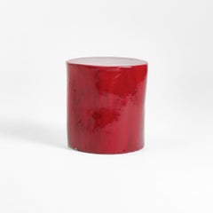Ceramic Side Table Medium - Crimson red - Handmade - glazed - nightstand