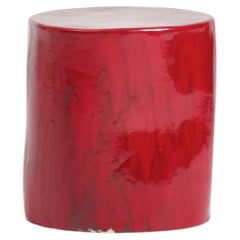 Ceramic Side Table Medium - Crimson red - Handmade - glazed - nightstand