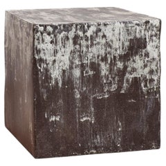 Ceramic Cube Side Table - stone - clay - handmade - glazed - stool