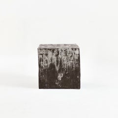 Ceramic Cube Side Table - stone - clay - handmade - glazed - stool
