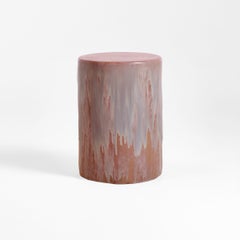 Cylinder table - Petri Pink - clay - handmade - glazed - stool - sculpted