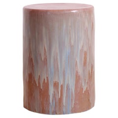 Cylinder table - Petri Pink - clay - handmade - glazed - stool - sculpted