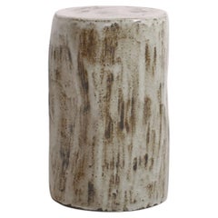 Cylinder table - Sage brown - clay - handmade - glazed - stool - sculpted