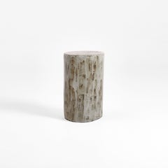 Cylinder table - Sage brown - clay - handmade - glazed - stool - sculpted
