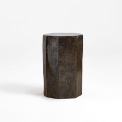Geometric side table - Graphite - clay - handmade - glazed - stool - sculpted