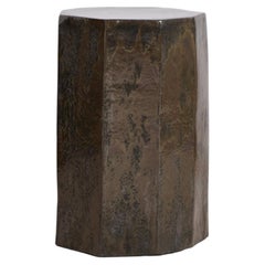 Geometric side table - Graphite - clay - handmade - glazed - stool - sculpted