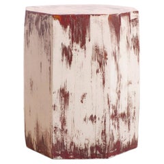 Table d'appoint en céramique aux formes géométriques - Rouge brûlé brossé - fait main - émaillé - tabouret