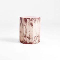 Table d'appoint en céramique aux formes géométriques - Rouge brûlé brossé - fait main - émaillé - tabouret