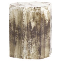 Geometric ceramic side table - Birch - handmade - glazed - stool - sculpted