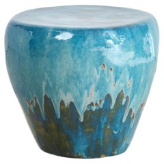 Ceramic rounded side table medium - Teal - handmade - artisanal