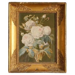 Antique Original Watercolour Still Life Depicting Roses, 19th Century