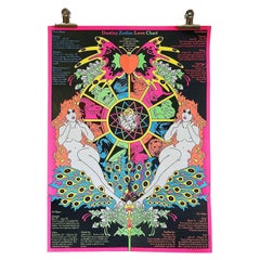 Poster psichedelico d'epoca 'Destiny Zodiac Love Chart' di Michael Farrell, anni '70