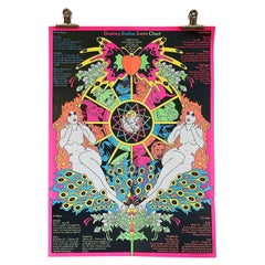 Affiche psychédélique vintage Destiny Zodiac Love Chart de Michael Farrell, 1970