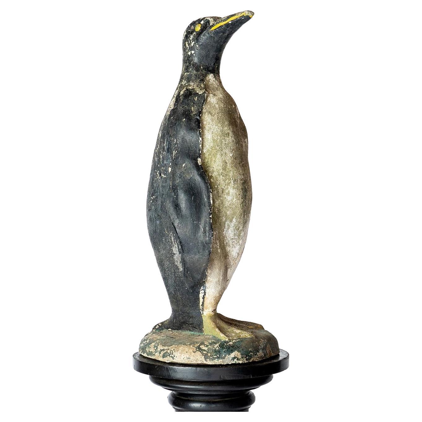 Vintage French Reconstituted Stone Penguin Garden Statue Figure c. 1930s