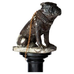 Vintage Reconstituted Stone English Bulldog Garden Statue Figure c. 1920s