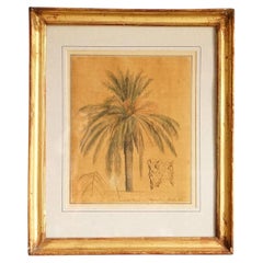 Ink and Watercolour Study of a Palm Tree by John Flaxman Ra, 18th Century