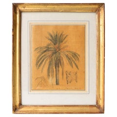 Antique Ink and Watercolour Study of a Palm Tree by John Flaxman RA, 18th Century