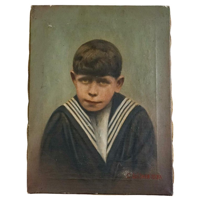 Overpainted photograph of a French sailor boy, 1931, by C. Lietaer