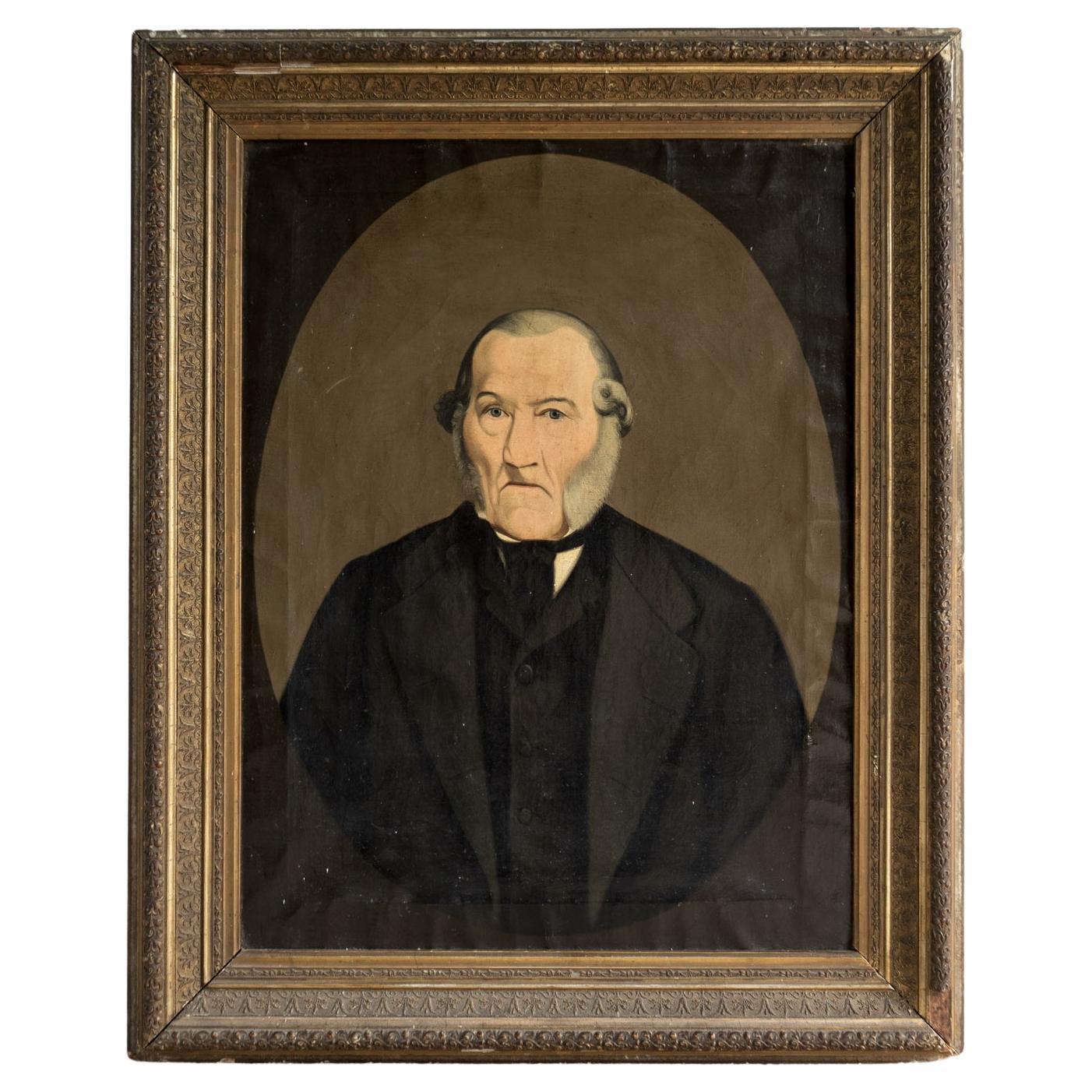Antique portrait naïf de Cornish, peinture originale à l'huile sur toile du 18e siècle
