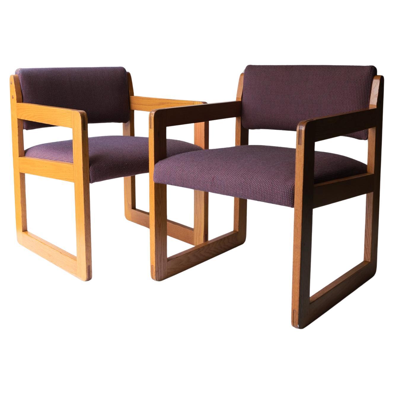 Pareja de Sillones Cubo Vintage Tapizados de Roble, S. 1970