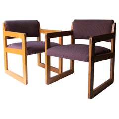 Pareja de Sillones Cubo Vintage Tapizados de Roble, S. 1970