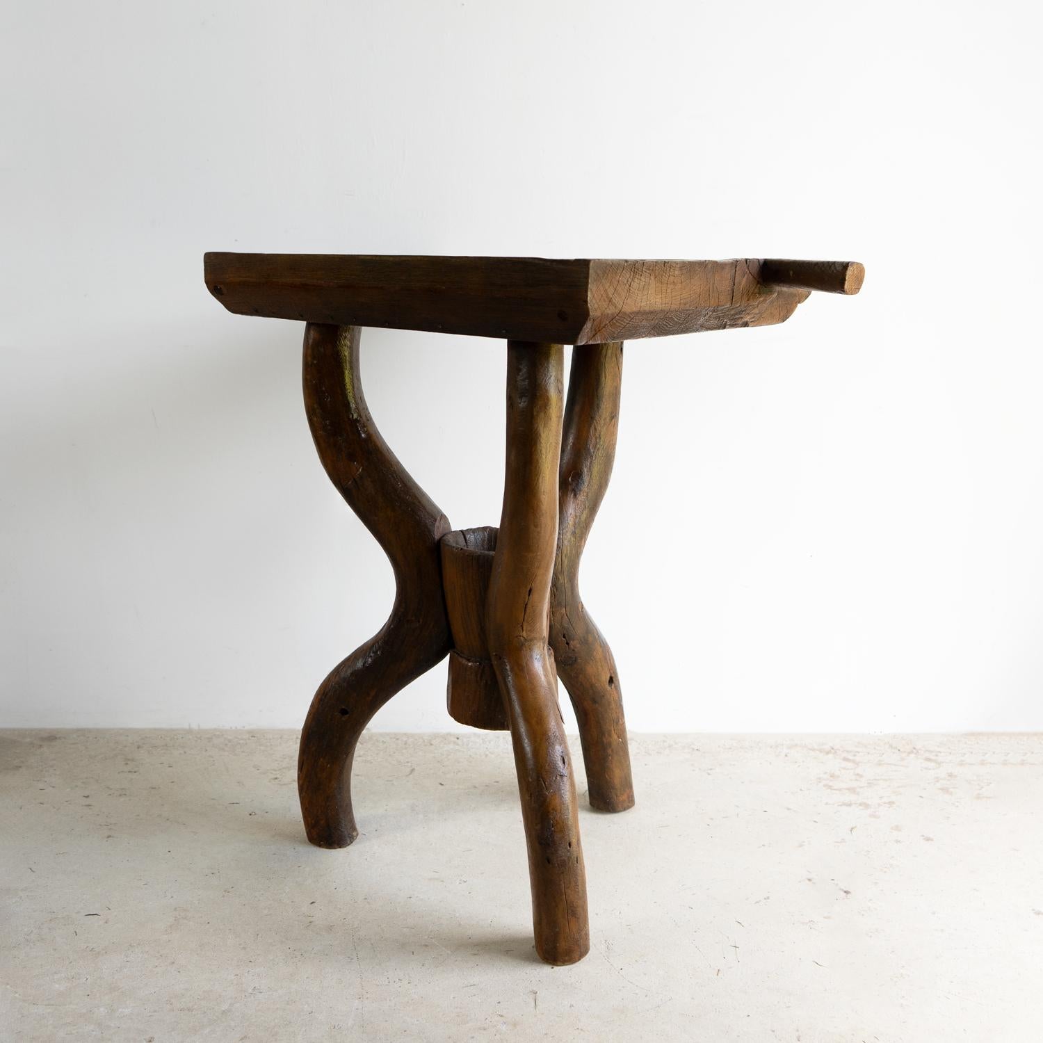 Antique Rustic French Dough Trough Side Table, Primitive Organic Form For Sale 2