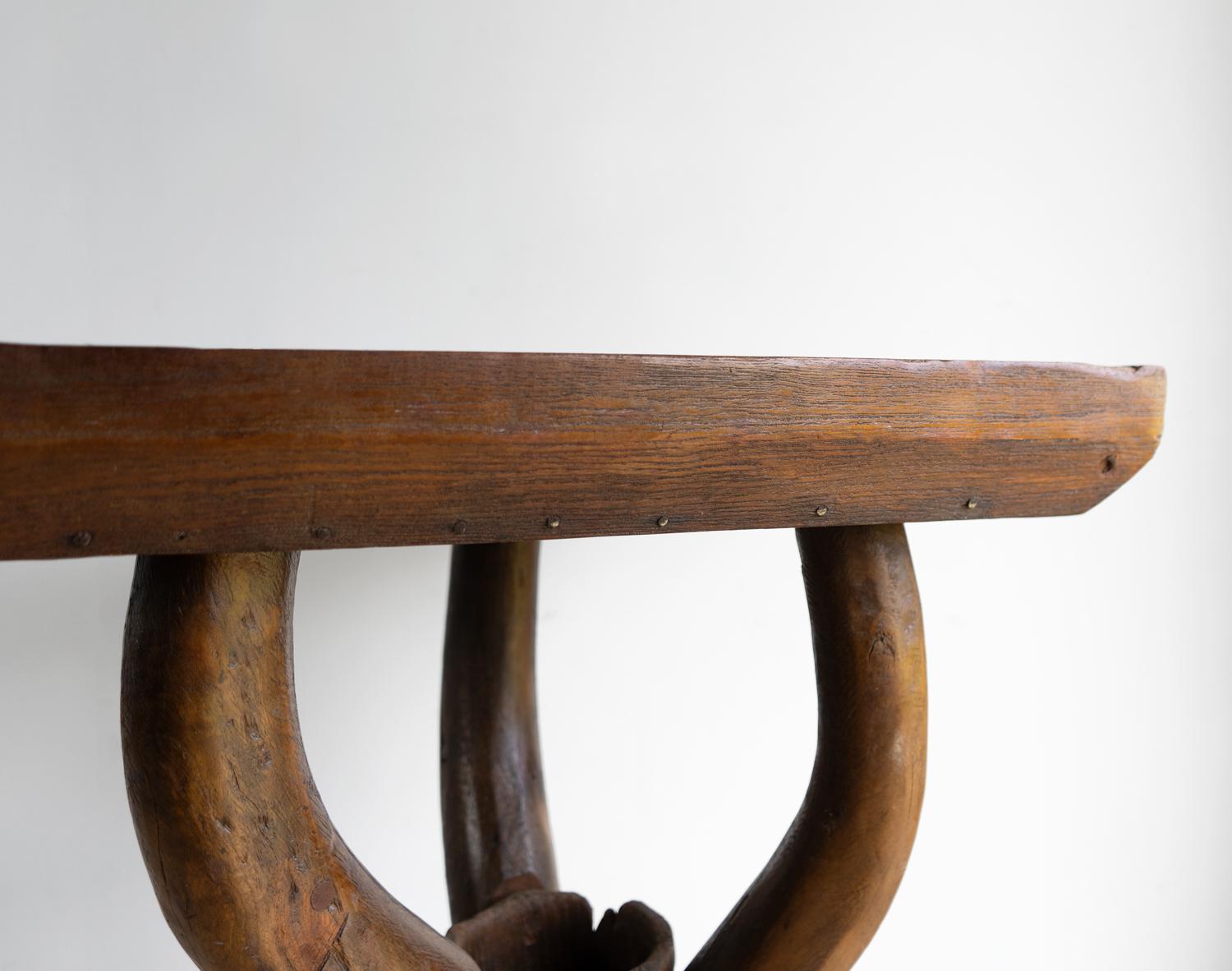 Antique Rustic French Dough Trough Side Table, Primitive Organic Form For Sale 10