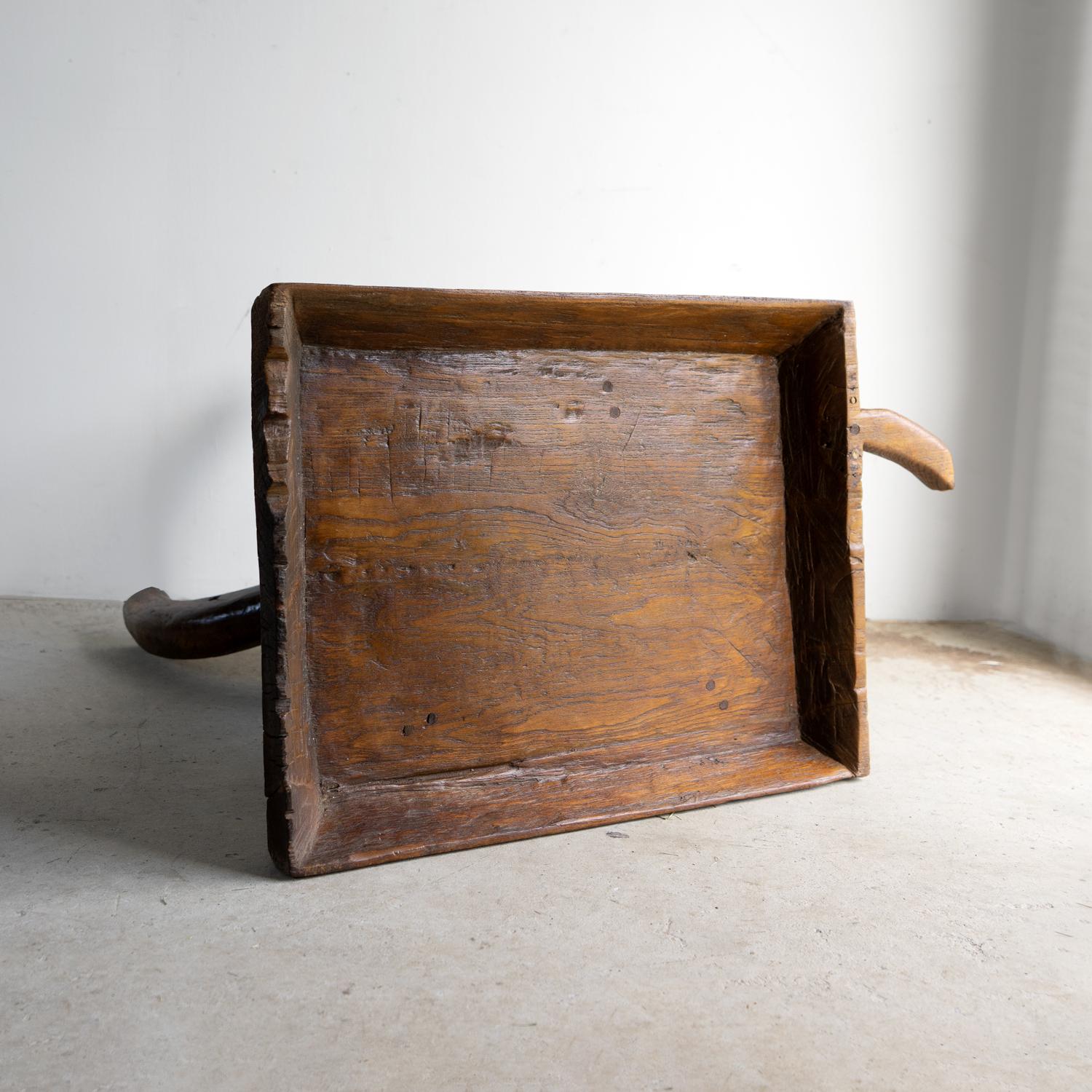 Antique Rustic French Dough Trough Side Table, Primitive Organic Form For Sale 11