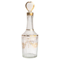 Decanter antico francese in cristallo dorato in stile Luigi XVI con tappo a forma di cuore, XVIII secolo