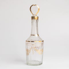 Decanter antico francese in cristallo dorato in stile Luigi XVI con tappo a forma di cuore, XVIII secolo