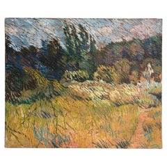 Paysage expressionniste d'époque, peinture à l'huile originale de Leonard Bennetts