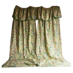 Vintage Full-Length Yellow Floral Chintz Country House Curtains By GP & J Baker