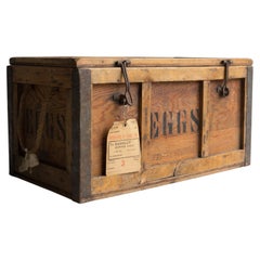 Antique Wooden Railway Egg Box Transportation Crate, Early 20th Century
