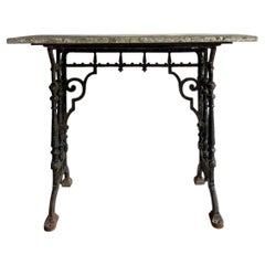 Antique Victorian Cast Iron And Weathered Marble Table, 19th Century