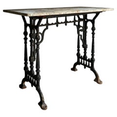 Antique Victorian Cast Iron And Weathered Marble Table, 19th Century