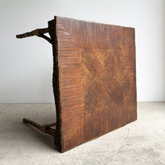 Vintage Square Bamboo Dining Or Games Table, Mid 20th Century