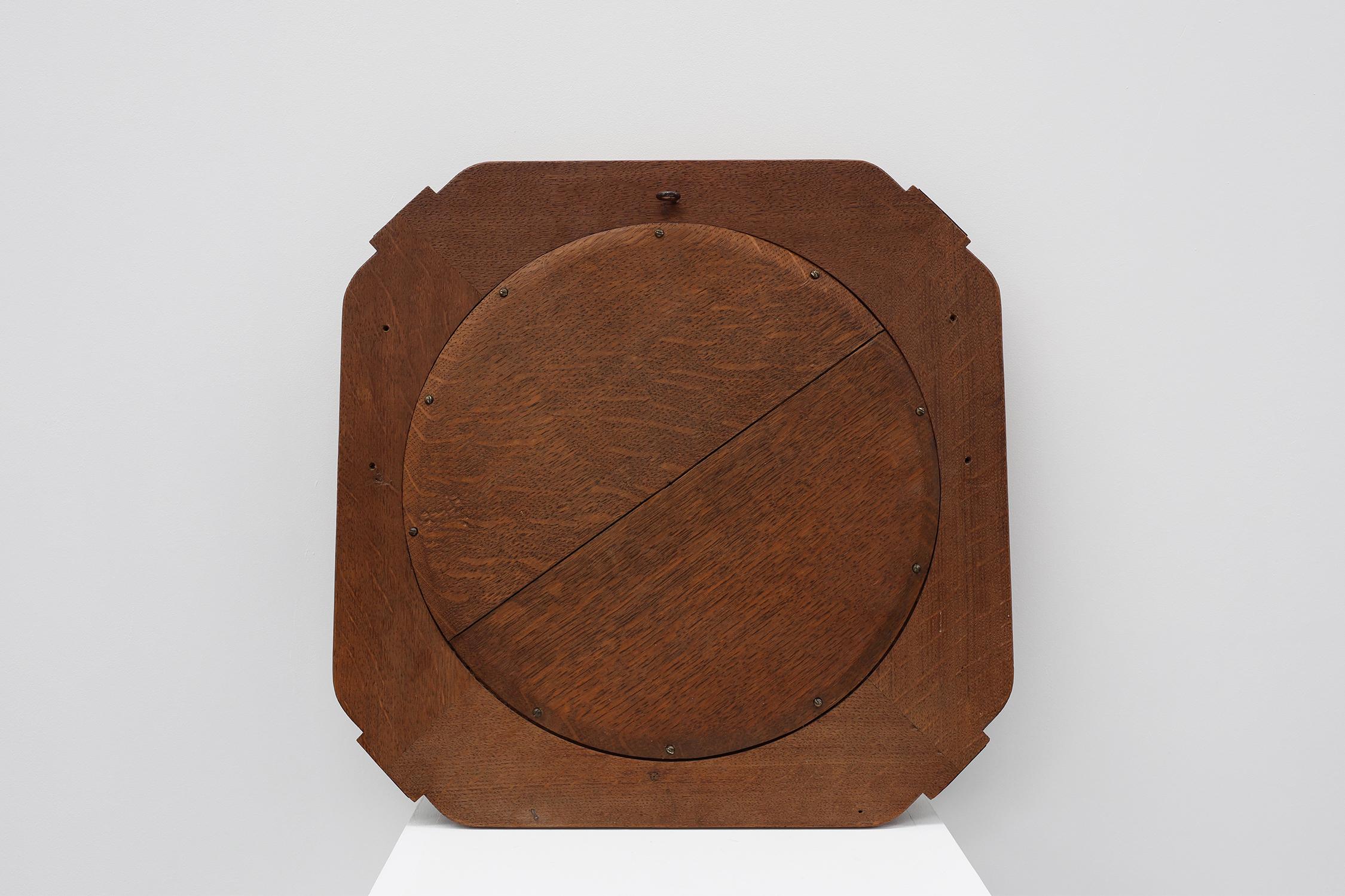 Art nouveau oak photo frame with copper decorations by Geo Verbanck For Sale 1