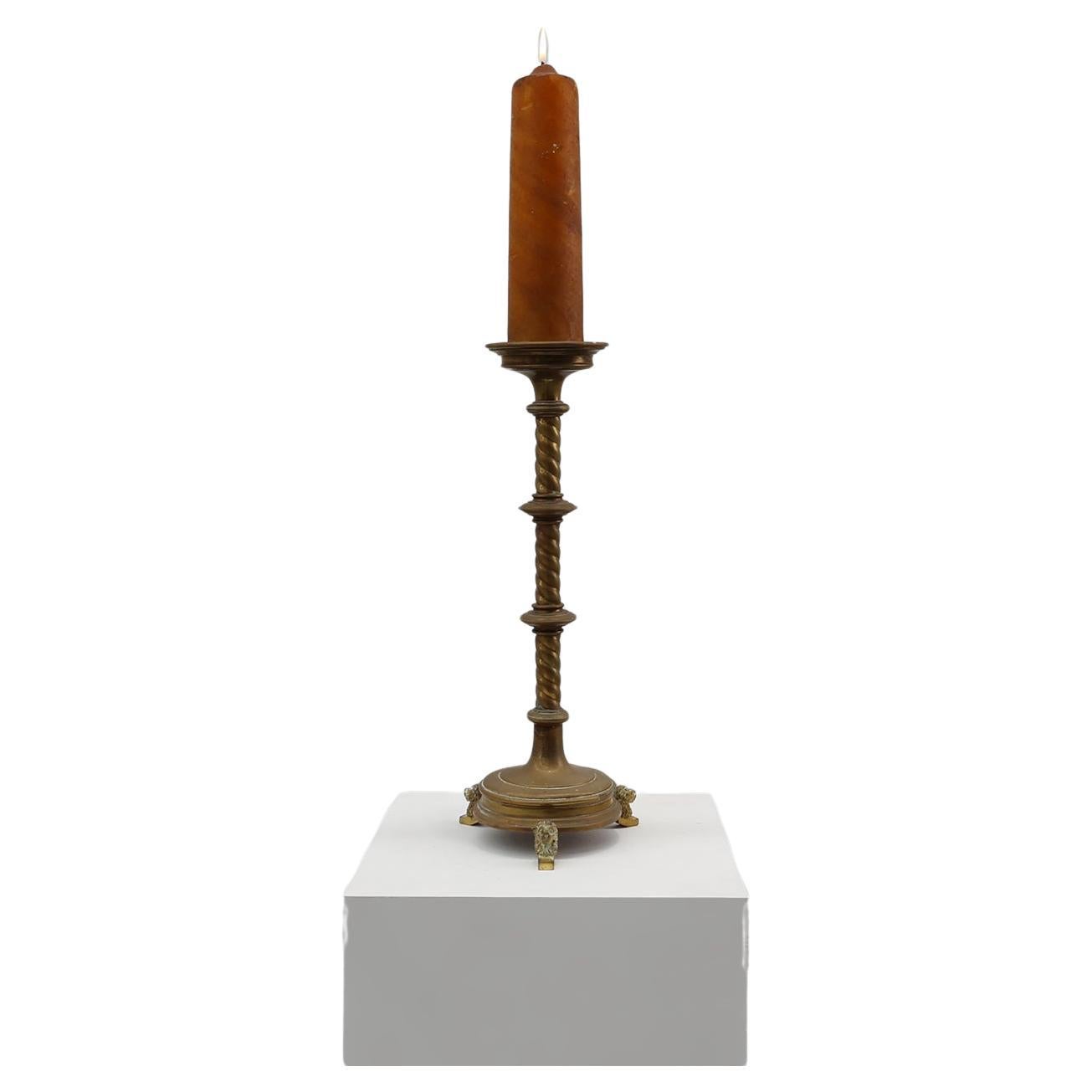 Grande portacandele antico in rame decorato, Francia ca. 1900 in vendita