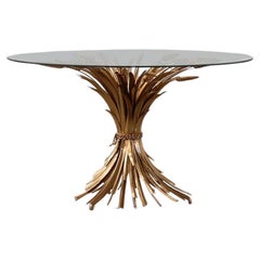 Hollywood regency gilt sheaf of wheat side table “coco chanel”, Italy 1960s