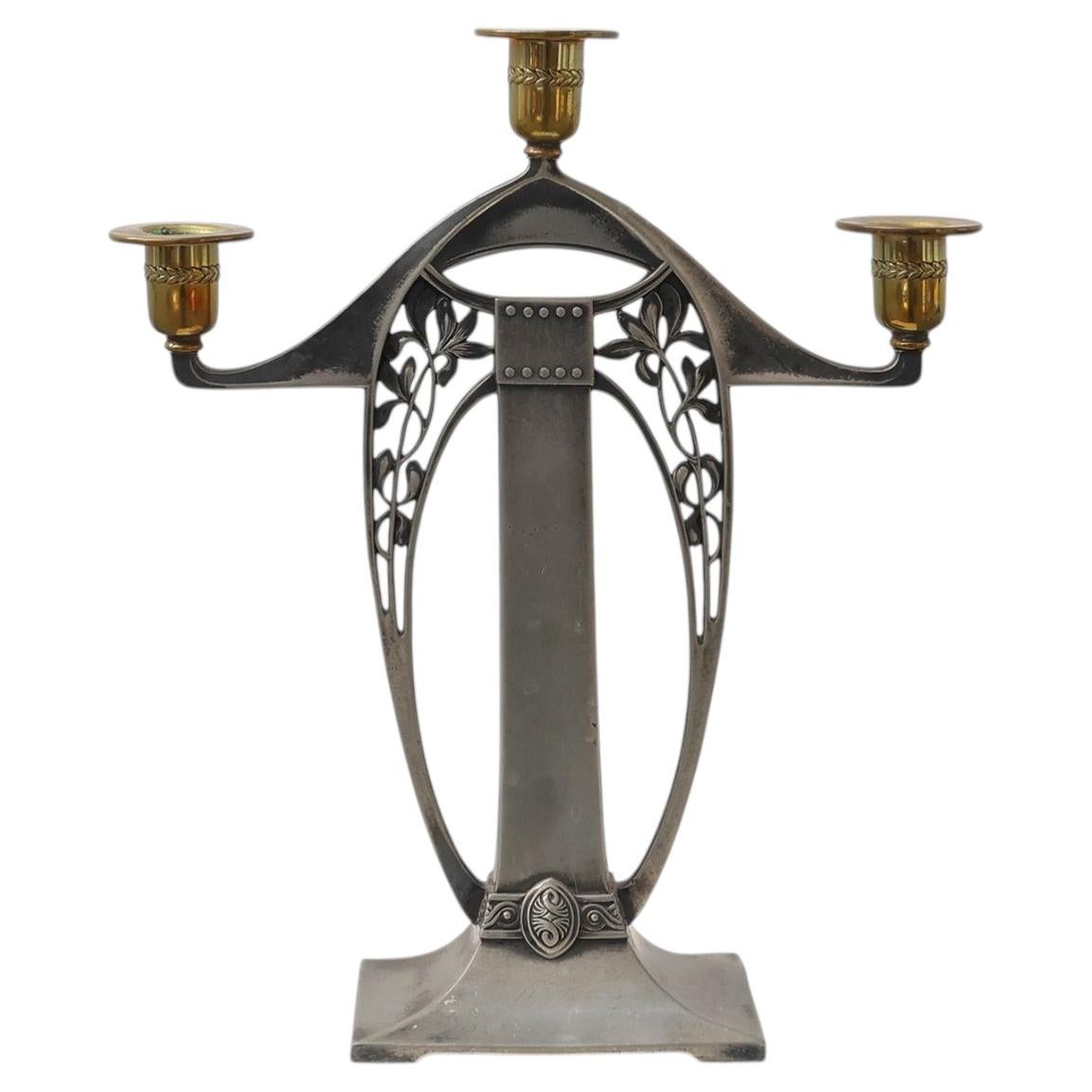 Art Nouveau Three‑Arm Candelabrum by WMF, Early 20th Century
