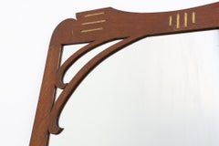 Specchio in stile Art Nouveau in rovere con intarsi dorati, Francia, 1915 circa
