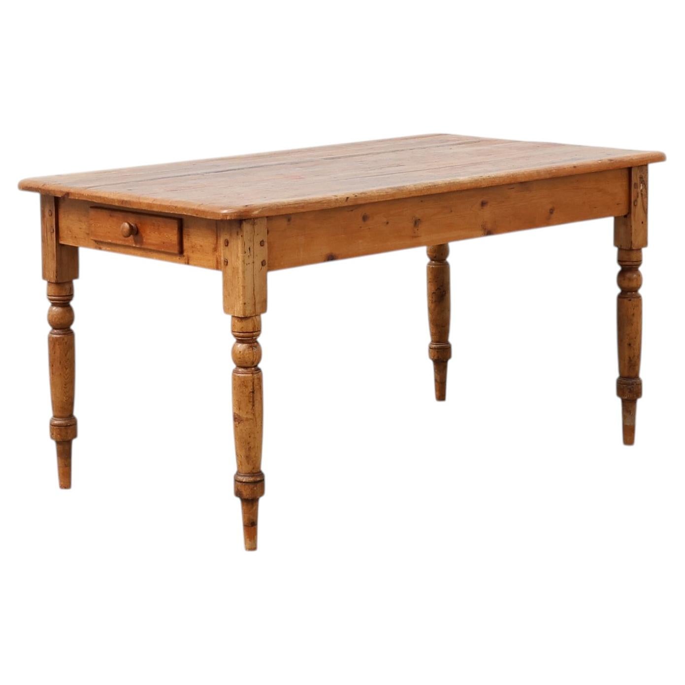 Antique Pine Farmhouse Table, France, Late 19th Century