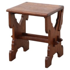 Belgian Arts & Crafts or Jugendstil Oak Stool, circa 1890